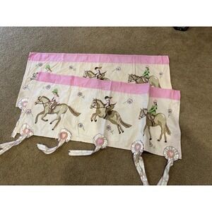 The Company Store Kids Pink Window Valance Horse Set 2 Equestrian Pony Jumper